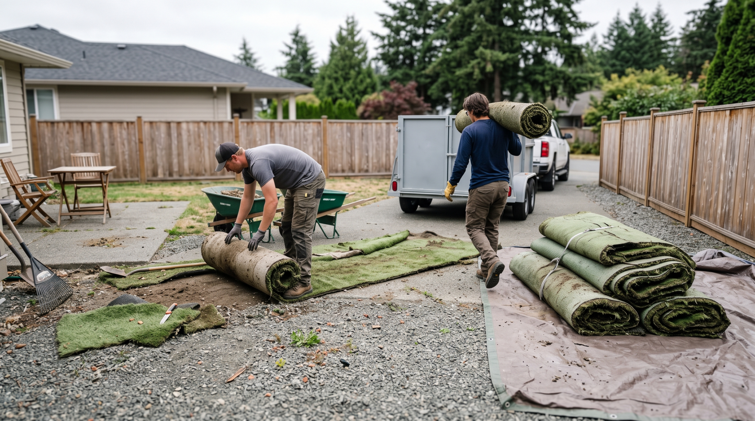 Old artificial turf removed from a Langford yard and prepared for proper disposal