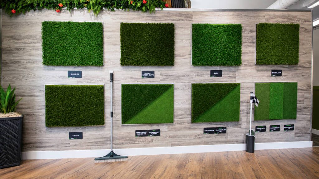 Premium Grass Blades showroom interior in Maple Ridge, BC.