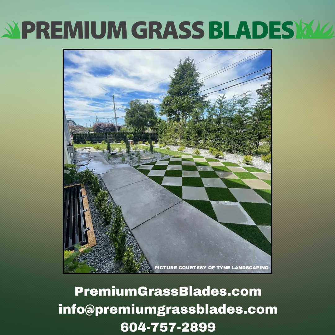Premium Grass Blades Artificial Turf over Concrete Pavement