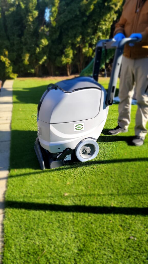 Turf Cleaning with Deep Cleaning Machine