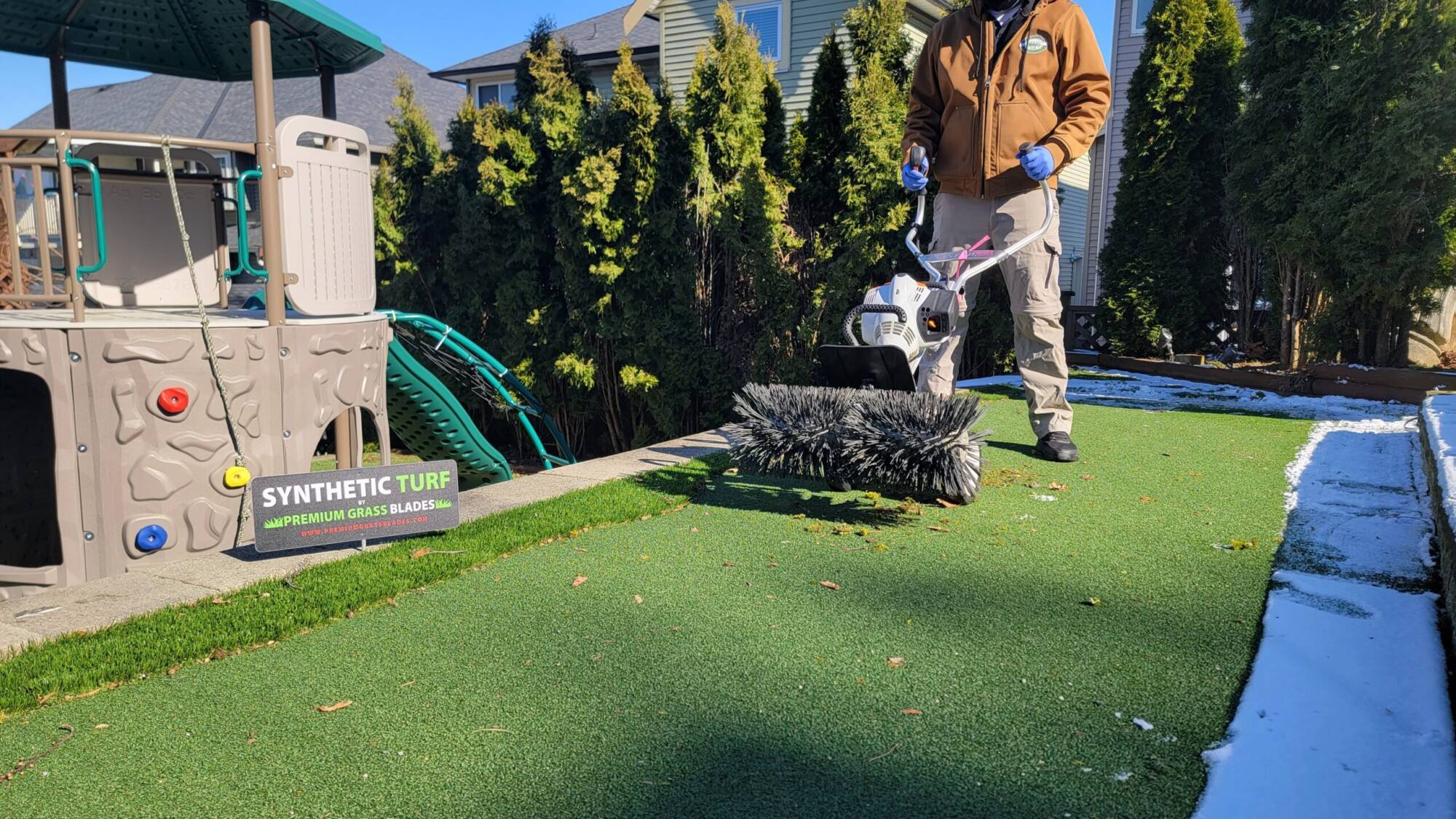 Turf Cleaning with Power Brush