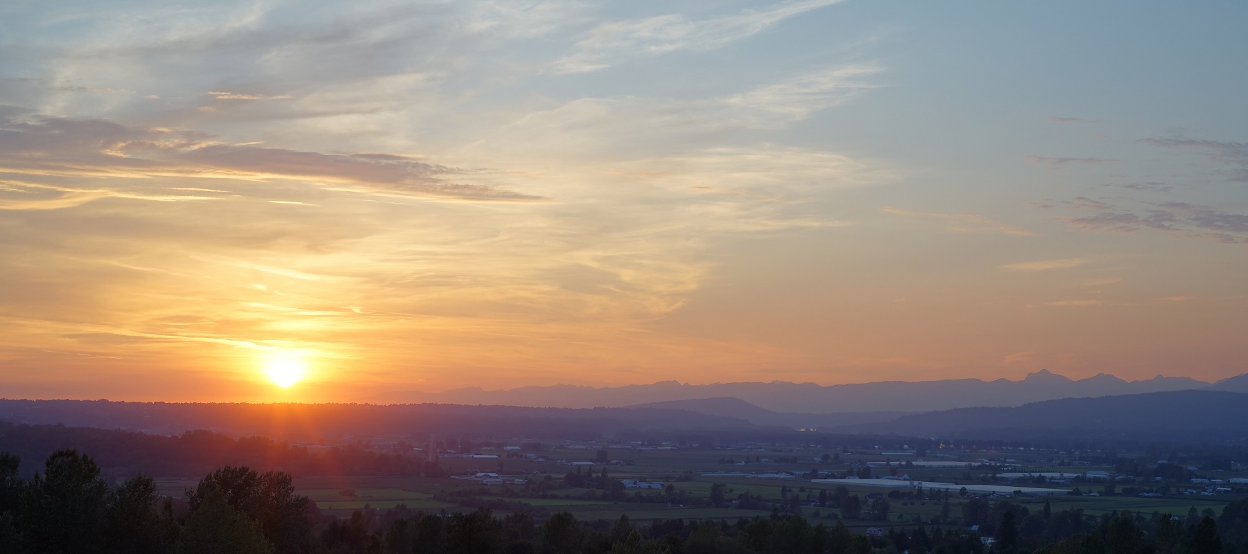 Sunset over the city of Abbotsford